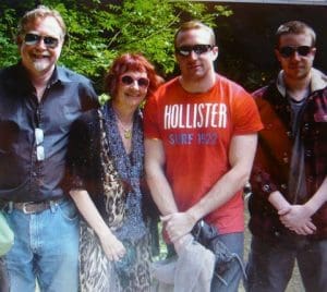 Lindy Jones with husband Gareth and sons Robbie and Owen, in July 2012