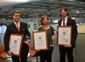 The three winners of the GL Young Professional Award. From left to right: Mr Lampros Nikolopoulos, Ms Eva Binkowski and Mr Hannes Lindner.