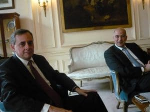 On the left the Greek Ambassador Konstantinos Bikas and the Minister Nicholas Dendias