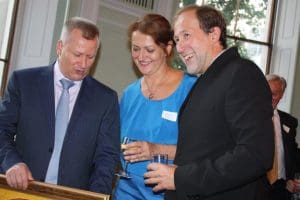 Yury Grishan, president of Illichivska insurance company, Kiev, left, with Katerina Grishina and George Grishin.
