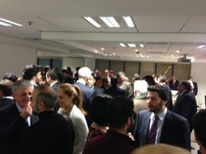The room bursting to its seams...