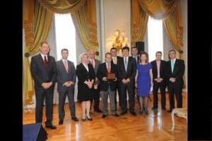 l to r: Mr.K.Rokkos, Mr.G.Skrimizeas, Mrs.C. Dalassou, Mr.Th.Neslichanidis, Mr.A.Faraklas, Mr. C. Constantinou, Mr. G. Xiradakis, Mr. D. Patrikios, Mrs.Y. Pavlopoulou , Mr. K. Contes, Mr.D.Tsirozidis