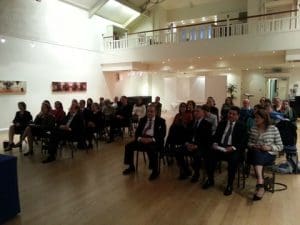 A view of the audience at the Great Hall of London's Hellenic Centre