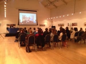 Another view of Great Hall with John Faraclas on the projector delivering his speech