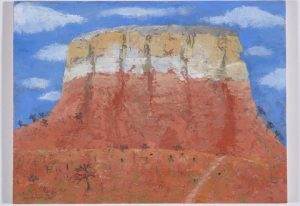 Mesa, New Mexico. Oil on gessoed panel. By Caroline McAdam Clark.