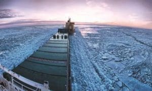 Icebreaker owing cargo ship