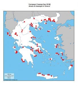 Map of cleanup areas in Greece