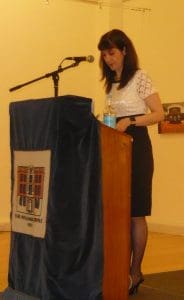 Dr. Angeliki Lymberopoulou delivering her speech