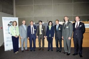 From left to right: C. PrekezeS – Executive Coordinator, HELMEPA, D. Vastarouchas – DCOO/Technical Director, Danaos Shipping Co. Ltd., Prof. Ν. Κyrtatos – N.T.U.A., D. Antonopoulos – Technical Service Manager, Wärtsilä Greece S.A., Commissioner Μ. Damanaki, Dr. J. Koustas – HELMEPA Chairman , J. Lantz – Commercial Regulations & Standards, USCG Headquarters & Chairman of IMO Council, Dr. Ing. H. Brauer – Principal Consultant Maritime Advisory, DNV GL.