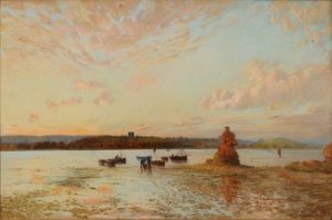 Evening On The Exe At Lympstone 1898. Pastel. By Fritz Althaus. First sold through Eland’s Gallery in Exeter. Image courtesy Bearnes Hampton Littlewood.