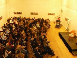 Agatha Kalisperas, the Hellenic Centre's director introducing the event