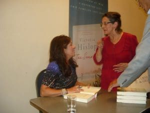 Victoria Hislop signing one of the books