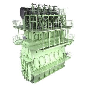 Graphical rendering of an MAN B&W 5G70ME-GI engine