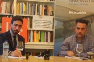 Alexander Kentikelenis with meeting chairman Dr Vassilis Monastiriotis ofthe LSE.