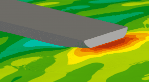 Wave behind transom is small for the developed hull form without any diverging waves