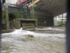 Sewage discharge outlet at Vauxhall Bridge
