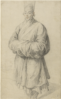 Man in Korean Costume, about 1617. Black chalk with touches of red chalk in the face. By Rubens. J Paul Getty Museum, Los Angeles.