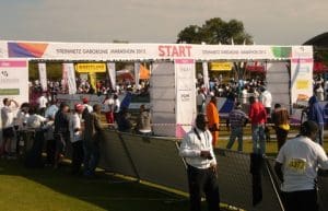 Start and finish line of Steinmetz Gaborone Marathon 2012, Botswana.