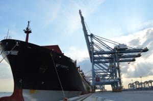 The MSC Roberta at DP World London Gateway Port on Friday evening