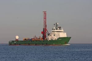 Fugro vessel undertaking geotechnical site investigation
