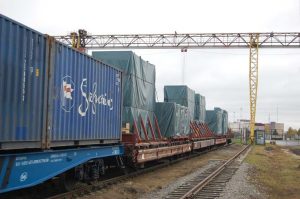 Cargo being handled at the MANP terminal near Moscow