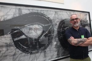 Rod McIntosh with his painting Towards Touching.