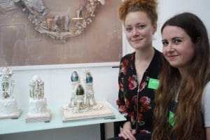 Emily (left) and Emma with works including Turkey, Duck and Triple Yolker.