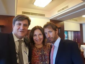 Irene K. Notias flanked by XRTC's George Xyradakis and Dimitris Dimitriadis