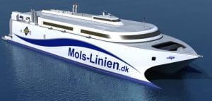 The new fast ferry 'KatExpress 3' being built for Danish operator Mols-Linien will be equipped with Wärtsilä waterjets and control system.