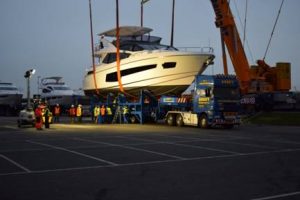 Boat lifting at ExCeL London in the run up to the London Boat Show 2016