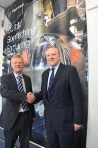 Kevan Jones with Trevor Watkins, Programme Manager, UK Chinook In-Service Support at the Gosport site