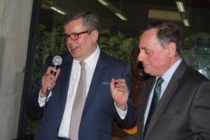 Prof Kevin Featherstone (left) and Greek Ambassador Bikas.