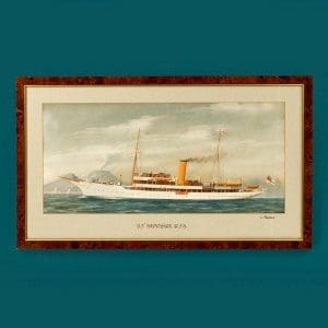 Gouache of Royal Yacht Squadron steam yacht Sapphire, 1893. CourtesyAnderson Wallrock.