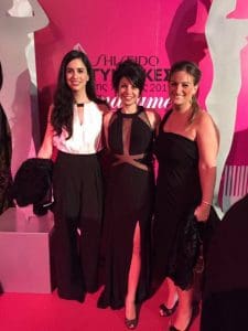 Dorothea Ioannou flanked by Chrysanthi Paplomata and Despina Beveratou of the American Club