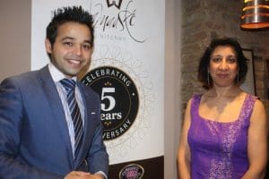 Imran, manager of Salaam Namaste, and author Rani Singh.