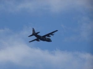 A SAR plane flying over the area of the accident