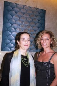 Giorgia and Carola with the work Blue Bubbles.