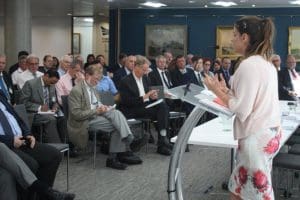 Allie Renison of Institute of Directors addresses Brexit event.