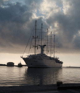 The "Club Med 2" entering the Port of Chios