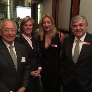 Radm (Rt) Thmio E. Mitropoulos, Emeritus Secretary-General of the IMO, mrs. Chantal Mitropoulos, with Paillette Palaiologou and Lambros Chahalis from Bureau Veritas