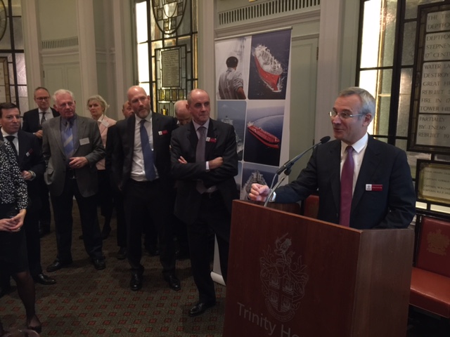 .... Speaking to the guests. To his left are Philippe Boison, Nicholas Brown and at the far left BV's London office manager Yanni Kalogeras.