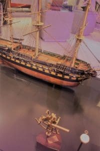East Indiaman with sextant and pocket chronometer